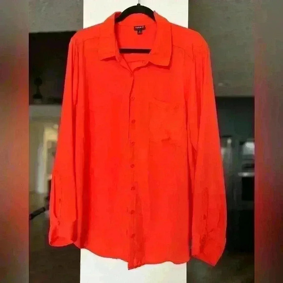 Torrid Lizzie Georgette Button-Up Long Sleeve Shirt sz 2 - Picture 5 of 5